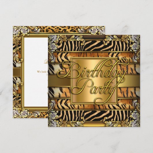 Gemengde Animal Print Woman's Birthday Party Kaart (Voorkant / Achterkant)