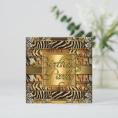 Gemengde Animal Print Woman's Birthday Party Kaart (Staand voorkant)