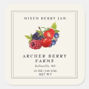 Gemengde Berried Jam Jar Label