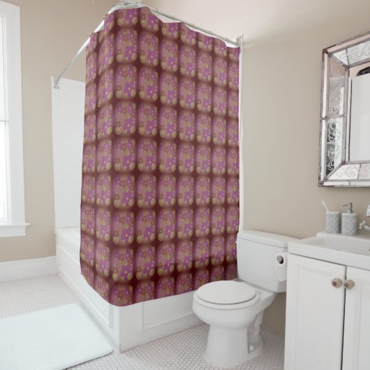 Gemengde Berry Flowered Shower Curtain Douchegordijn (In situ)