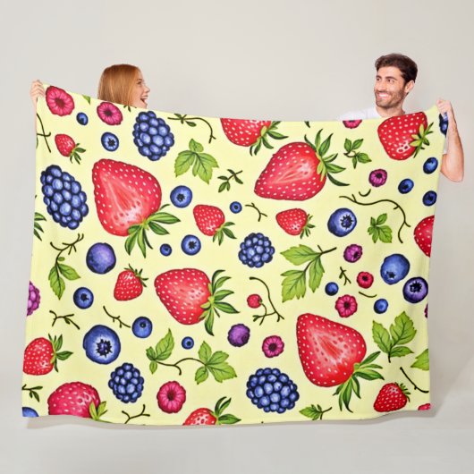 Gemengde Berry Naadloos Patroon Fleece Deken (In situ)