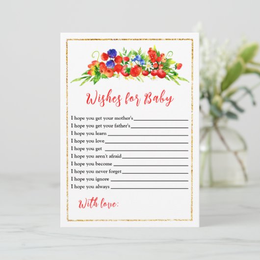 Gemengde bessen Baby shower wensen voor Baby Kaart (Staand voorkant)