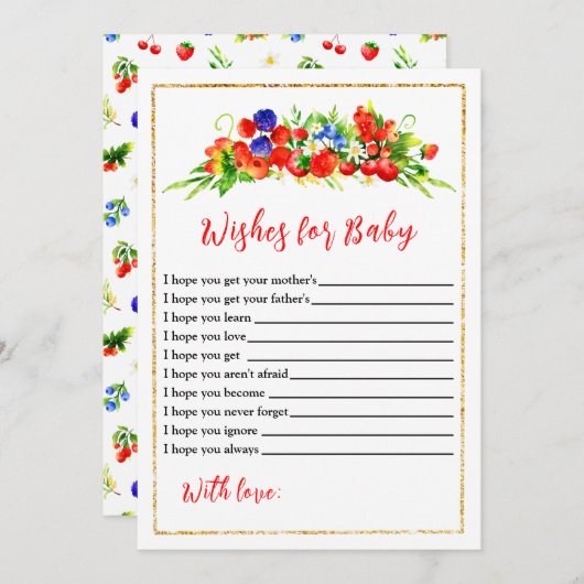 Gemengde bessen Baby shower wensen voor Baby Kaart (Voorkant / Achterkant)