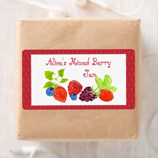 Gemengde bessen bewaart conservenlabel etiket (Insitu)