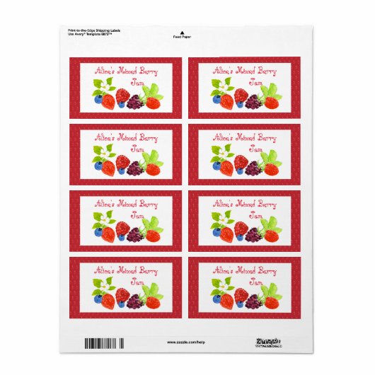 Gemengde bessen bewaart conservenlabel etiket (Full Sheet)