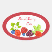 Gemengde bessen bewaart conservenlabel ovale sticker (Voorkant)