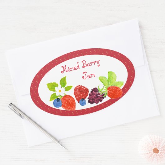 Gemengde bessen bewaart conservenlabel ovale sticker (Envelop)