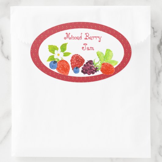 Gemengde bessen bewaart conservenlabel ovale sticker (Tas)