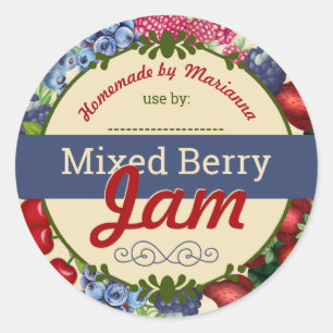 Gemengde bessen jam taart vulling huis inblikken ronde sticker