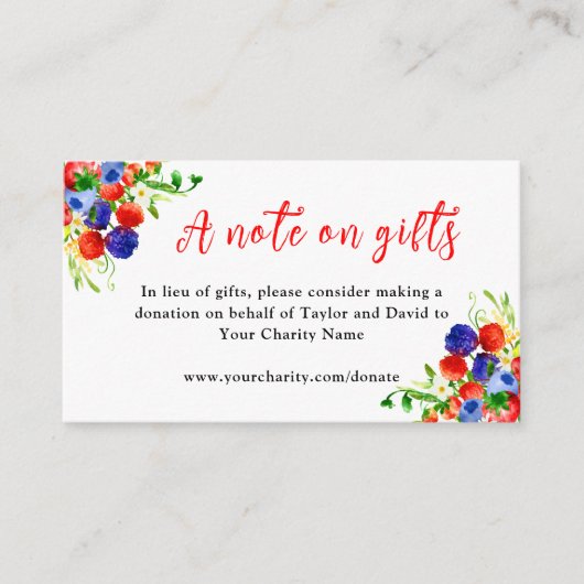 Gemengde bessen met gebladerte bruiloft Een notiti Informatiekaartje (Voorkant)