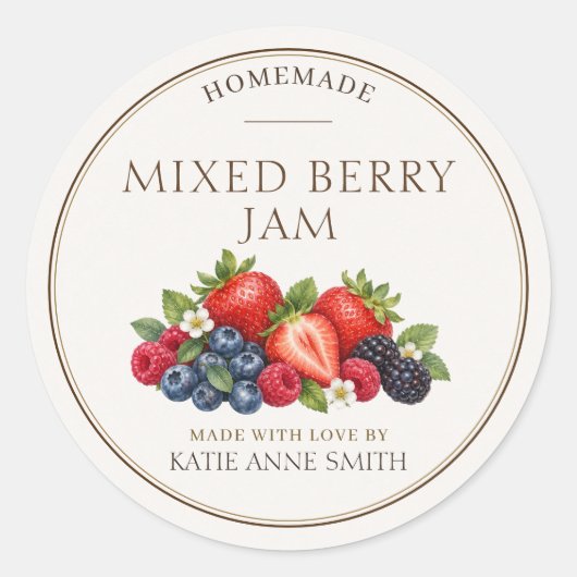 Gemengde-bessenjam gepersonaliseerde potlabels ronde sticker (Voorkant)