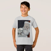 Gemengde Bichon Shihtzu- en Santa-kerstart T-Shirt (Voorkant volledig)