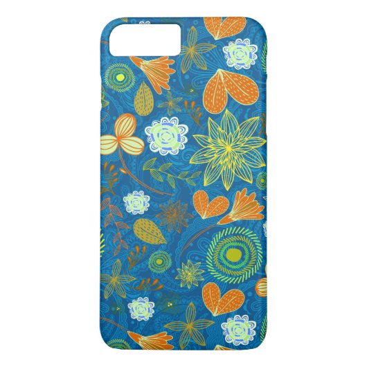 Gemengde blauwe paisleykleurige bloementjes Case-Mate iPhone case (Achterkant)
