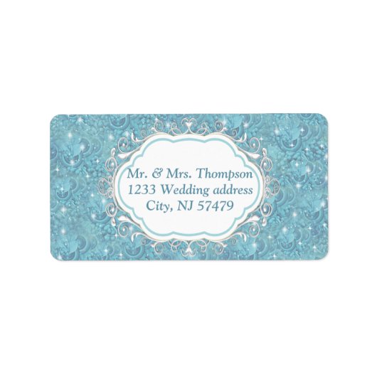 Gemengde Blauwe Silky Pattern met Witte Sparkles Etiket (Voorkant)