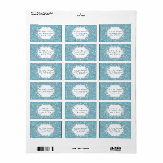 Gemengde Blauwe Silky Pattern met Witte Sparkles Etiket (Full Sheet)