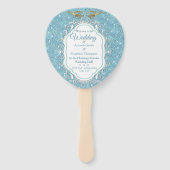 Gemengde Blauwe Silky Pattern met Witte Sparkles Handwaaier (Voorkant)