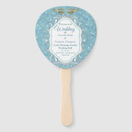 Gemengde Blauwe Silky Pattern met Witte Sparkles Handwaaier