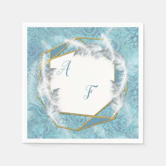 Gemengde Blauwe Silky Pattern met Witte Sparkles Servet (Voorkant)