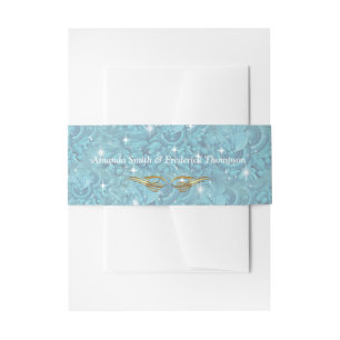 Gemengde Blauwe Silky Pattern met Witte Sparkles Uitnodigingen Wikkel