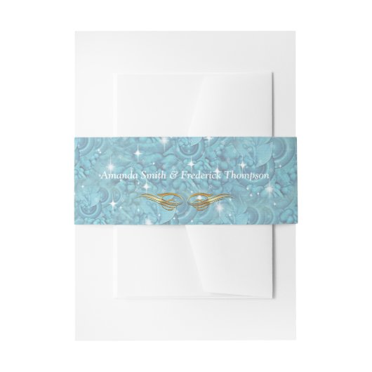 Gemengde Blauwe Silky Pattern met Witte Sparkles Uitnodigingen Wikkel (Voorkant Voorbeeld)