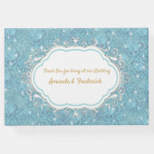 Gemengde blauwe zijdeachtige patroon met witte enk gastenboek (Achterkant)