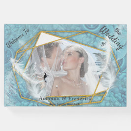 Gemengde blauwe zijdeachtige patroon met witte enk gastenboek