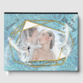 Gemengde blauwe zijdeachtige patroon met witte enk gastenboek (Voorkant)