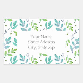 Gemengde Blauwgroen, groene Waterverf laat patroon Rechthoekige Sticker