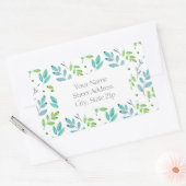 Gemengde Blauwgroen, groene Waterverf laat patroon Rechthoekige Sticker (Envelop)