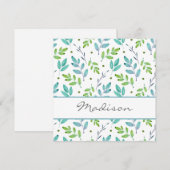 Gemengde Blauwgroen, groene Waterverf verliest pat Notitiekaartje (Voorkant / Achterkant)