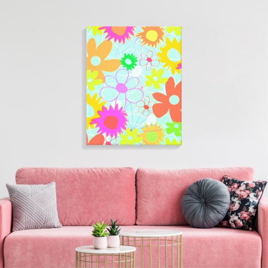 Gemengde bloemen canvas afdruk (Insitu (Woonkamer))