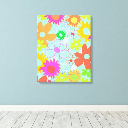 Gemengde bloemen canvas afdruk (Insitu (Houten vloer))