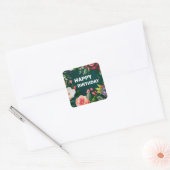 Gemengde bloemen Gelukkige verjaardag Vierkante Sticker (Envelop)