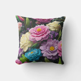 Gemengde Bloemen, Kleurrijk, Retro Moderne Lente T Kussen