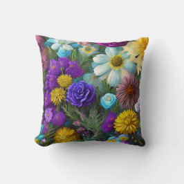 Gemengde Bloemen, Kleurrijk, Retro Moderne Lente T Kussen