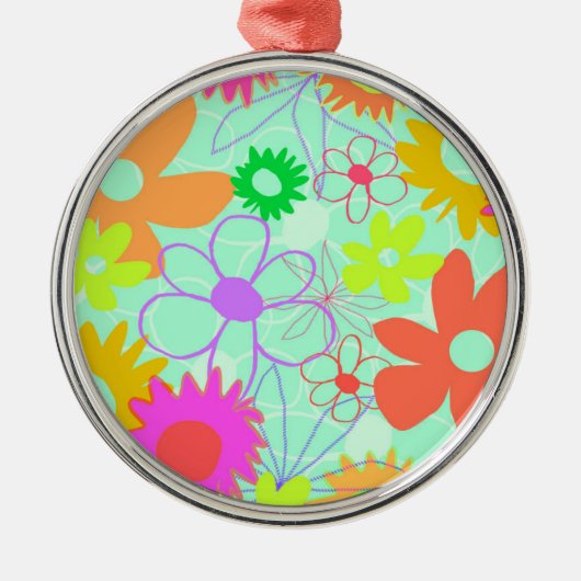 Gemengde bloemen metalen ornament (Voorkant)