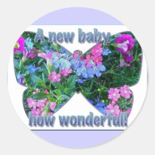 Gemengde bloemen Nieuwe Baby Gefeliciteerd Sticker
