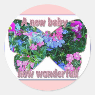 Gemengde bloemen Nieuwe Baby Gefeliciteerd Sticker