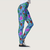 Gemengde bloemen op blauwe Leggings (Rechts)