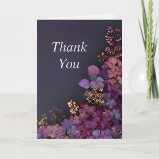 Gemengde bloemen op zwart bedankkaartje (Voorkant)