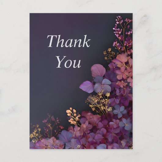 Gemengde Bloemen op Zwarte Dankkaart Briefkaart (Voorkant)