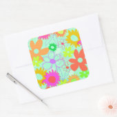 Gemengde bloemen vierkante sticker (Envelop)