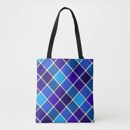 Gemengde Blue Tartan Canvas tas (Voorkant)