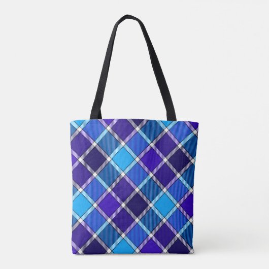 Gemengde Blue Tartan Canvas tas (Achterkant)