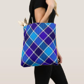 Gemengde Blue Tartan Canvas tas (Dichtbij)