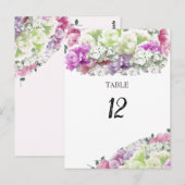 Gemengde Bouquet Floral Table Seating Number Kaart (Voorkant / Achterkant)