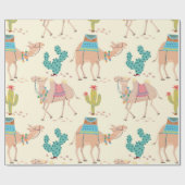Gemengde cactus en kamelenpatroon cadeaupapier (Vlak)