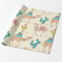 Gemengde cactus en kamelenpatroon cadeaupapier