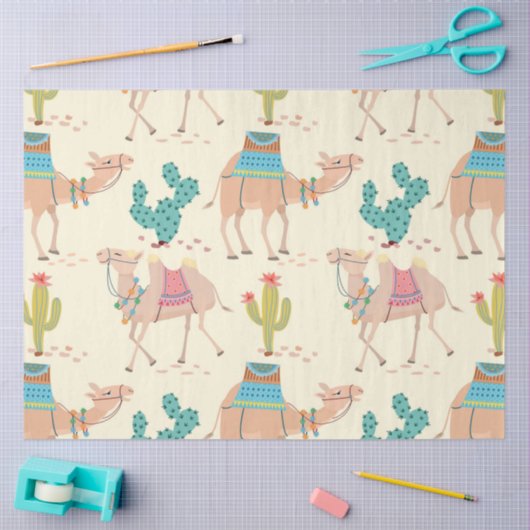 Gemengde cactus en kamelenpatroon tissuepapier (Craft)