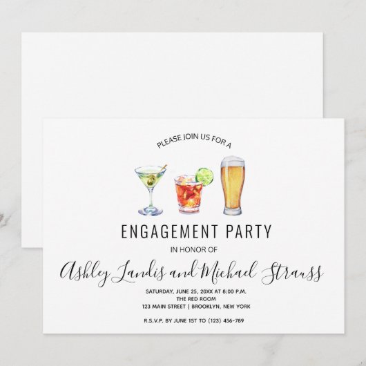 Gemengde Cocktail-Drinken Uitnodiging van de Parti (Voorkant / Achterkant)